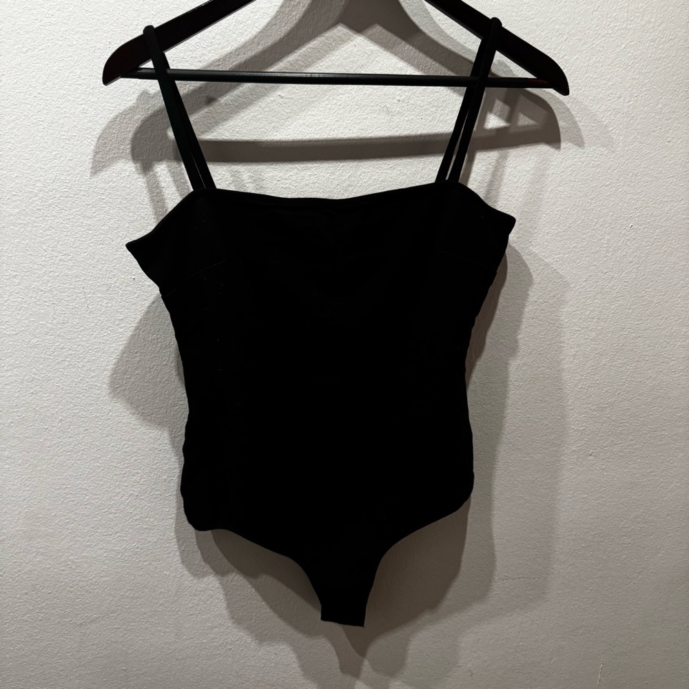 Free People Black Square Neck Bodysuit